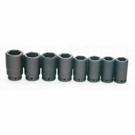 WILLIAMS Socket Set, 8 Pieces, 3/4 Inch Dr, Impact, 3/4 Inch Size JHWWS-16-8H